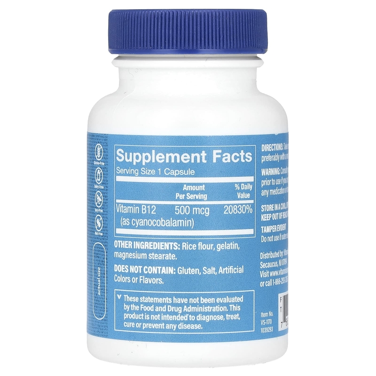 The Vitamin Shoppe, витамин B12, 500 мкг, 100 капсул (Товар снят с продажи) 