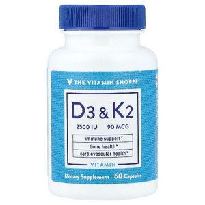 The Vitamin Shoppe, витамины D3 и К2, 60 капсул