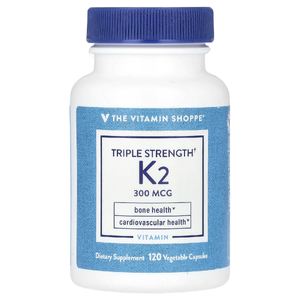 The Vitamin Shoppe, витамин K2, тройная сила, 300 мкг, 120 растительных капсул