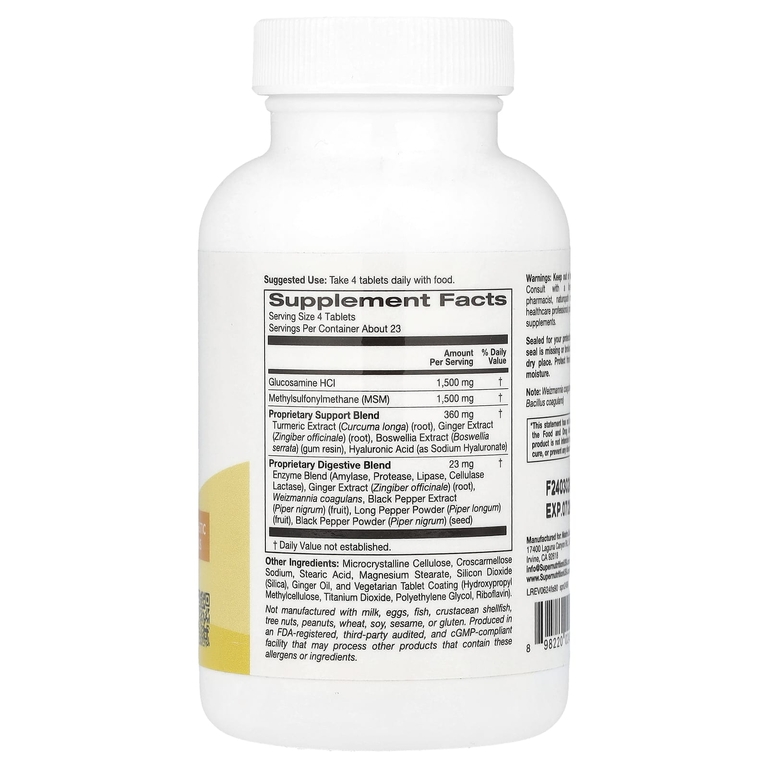 Super Nutrition, Flex Support, добавка для поддержки гибкости, с глюкозамина гидрохлоридом, метилсульфонилметаном, гиалуроновой кислотой, куркумой и босвеллией, 90 таблеток (Товар снят с продажи) 