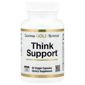California Gold Nutrition, Think Support, с гинкго билоба, тюбетейкой, готу колой, бакопой и ферментами, 60 растительных капсул (Товар снят с продажи) 