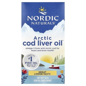 Nordic Naturals, жир из печени арктической трески, лимон, 180 желатиновых капсул