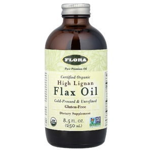 Flora, сертифицированное органическое льняное масло с высоким содержанием лигнана, 250 мл (8,5 жидк. унции)