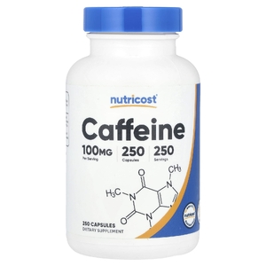 Nutricost, Кофеин, 100 мг, 250 капсул