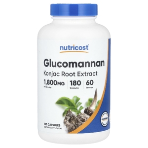 Nutricost, Экстракт корня глюкоманнана конжака, 180 капсул (600 мг в 1 капсуле)