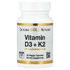 California Gold Nutrition, витамины D3 и К2, 60 растительных капсул