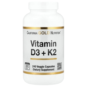 California Gold Nutrition, витамины D3 и К2, 240 растительных капсул