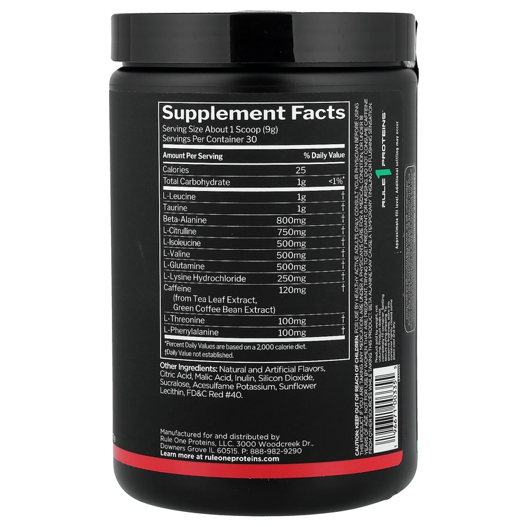 Rule One Proteins, Energized™ Amino, арбуз, 270 г