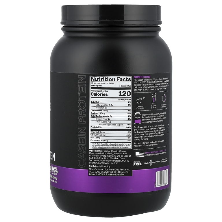 Rule One Proteins, казеиновый протеин, со вкусом шоколадного фаджа, 910 г (2,01 фунта)