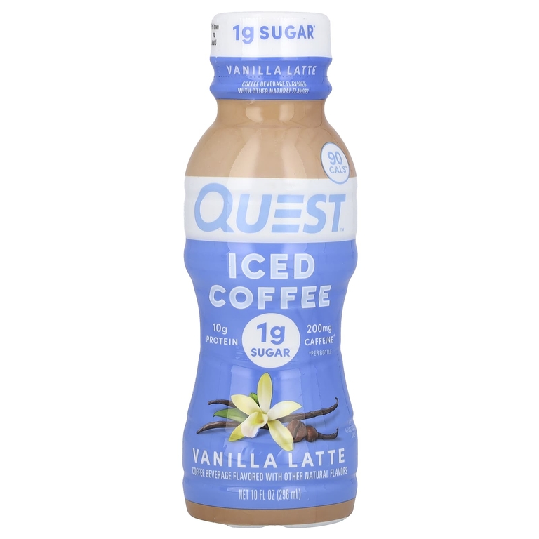 Quest Nutrition, холодный кофе, ванильный латте, 4 флакона по 296 мл (10 жидк. унций)