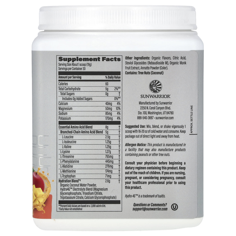 Sunwarrior, Sport, активные аминокислоты, со вкусом манго, 570 г (1,25 фунта)