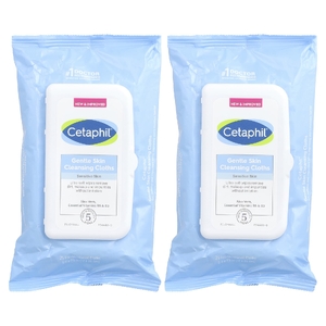 Cetaphil, Деликатные салфетки для очищения кожи, без отдушек, 2 упаковки, по 25 предварительно увлажненных салфеток