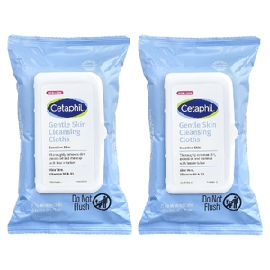 Cetaphil, Деликатные салфетки для очищения кожи, без отдушек, 2 упаковки, по 25 предварительно увлажненных салфеток