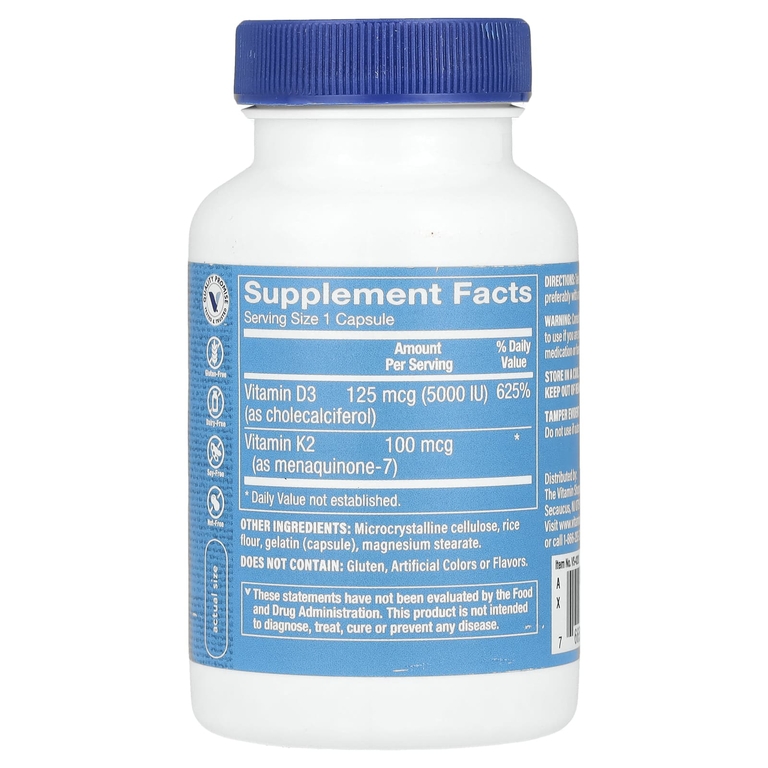 The Vitamin Shoppe, Витамины D3 и K2, 120 капсул
