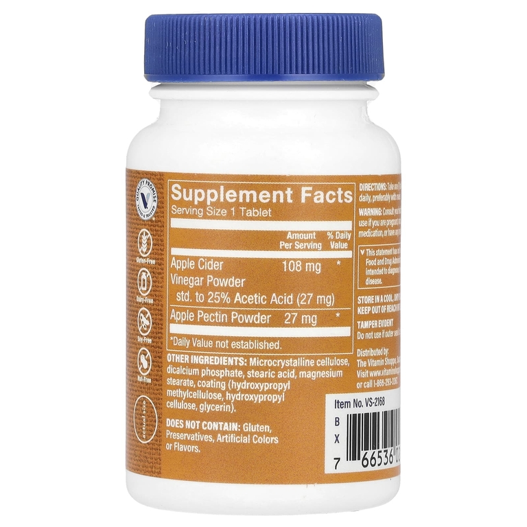 The Vitamin Shoppe, Яблочный уксус с яблочным пектином, 100 таблеток (Товар снят с продажи) 