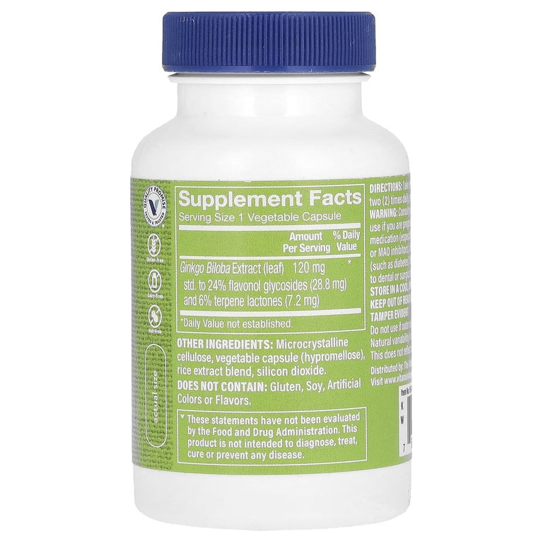 The Vitamin Shoppe, Экстракт гинкго билоба, 120 мг, 120 растительных капсул (Товар снят с продажи) 