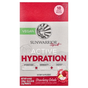 Sunwarrior, Sport, активное увлажнение, клубничная колада, 18 пакетиков по 7 г (0,24 унции)