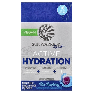 Sunwarrior, Sport, активное увлажнение, голубая малина, 18 пакетиков по 7 г (0,24 унции)