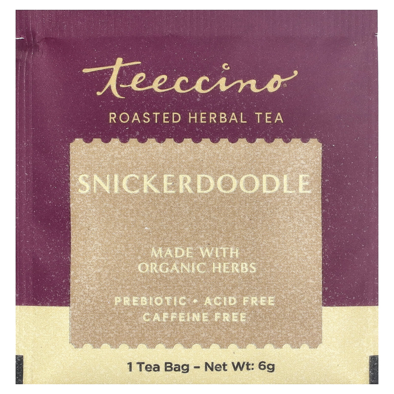 Teeccino, Snickerdoodle, травяной чай из обжаренного цикория с пребиотиком, без кофеина, 10 чайных пакетиков, 60 г (2,12 унции)