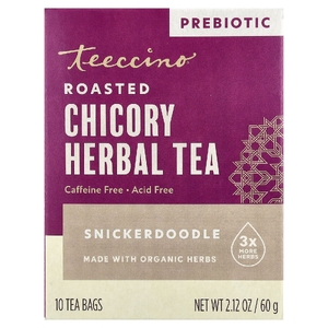 Teeccino, Жареный травяной чай, Snickerdoodle, без кофеина, 10 чайных пакетиков, 60 г (2,12 унции)