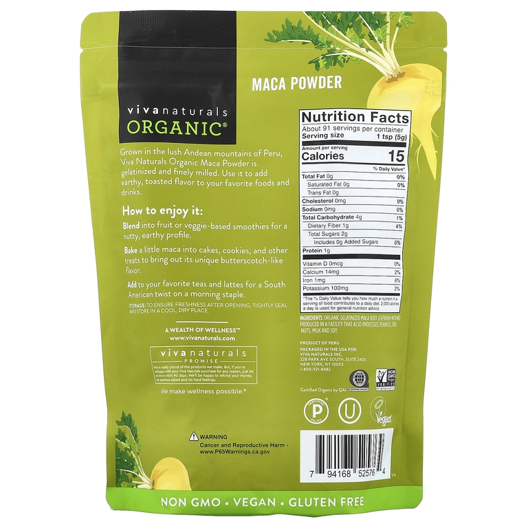 Viva Naturals, Органический желатинизированный порошок маки, 454 г (1 фунт)