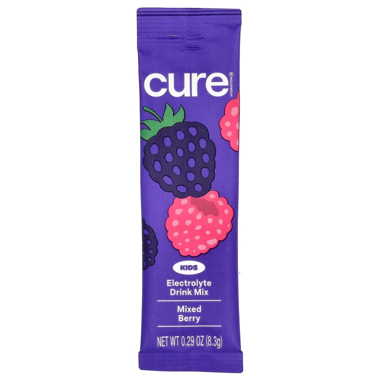 Cure Hydration, Kids, смесь для приготовления электролитов, ягодная смесь, 6 пакетиков по 8,3 г (0,29 унции)
