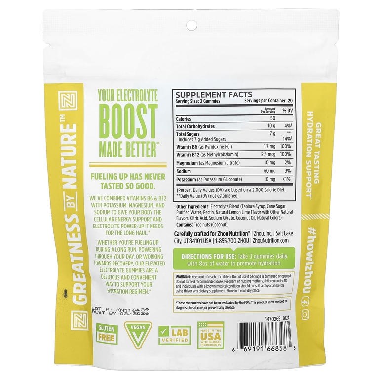 Zhou Nutrition, Водные жевательные таблетки, лимон и лайм, 60 жевательных таблеток (Товар снят с продажи) 