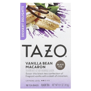 TAZO, Dessert Delights, черный чай, макарон с ванильными стручками, 15 чайных пакетиков, 31,5 г (1,11 унции) (Товар снят с продажи) 