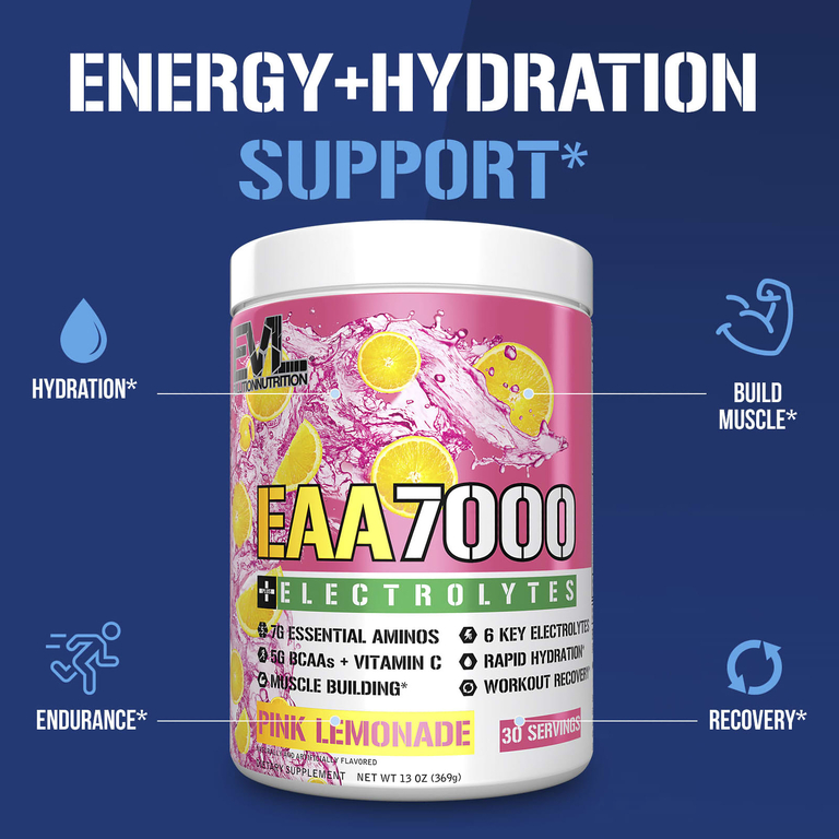 EVLution Nutrition, EAA 7000 + электролиты, розовый лимонад, 369 г (13 унций)