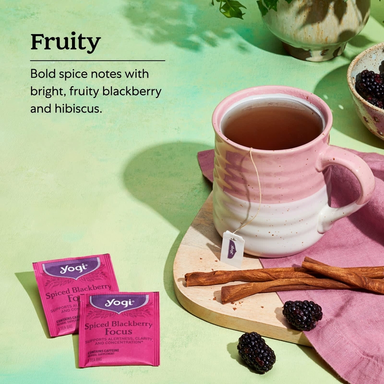 Yogi Tea, Focus, ежевика с пряностями, 16 чайных пакетиков, 32 г (1,12 унции)