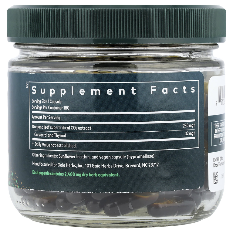 Gaia Herbs, масло орегано, 180 капсул Phyto-Caps®