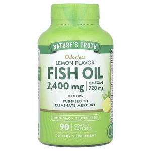 Nature's Truth, рыбий жир, со вкусом лимона, 90 капсул, покрытых оболочкой (1200 мг в 1 капсуле)