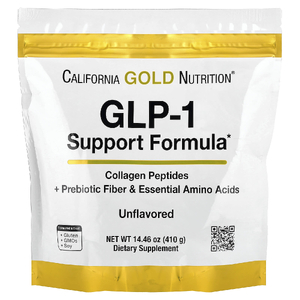 California Gold Nutrition, добавка для поддержания уровня ГПП-1 с пептидами коллагена, пребиотической клетчаткой и незаменимыми аминокислотами, с нейтральным вкусом, 410 г (14,46 унции)