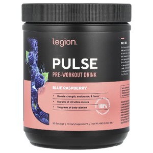 Legion Athletics, Pulse, предтренировочный напиток, голубая малина, 480 г
