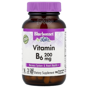 Bluebonnet Nutrition, витамин B6, 200 мг, 90 растительных капсул