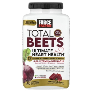 Force Factor, Total Beets® с коэнзимом Q10, гранат, 60 жевательных таблеток из суперфуда