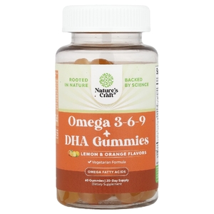 Nature's Craft, Жевательная таблетка Omega 3-6-9 + ДГК с лимоном и апельсином, 60 жевательных таблеток