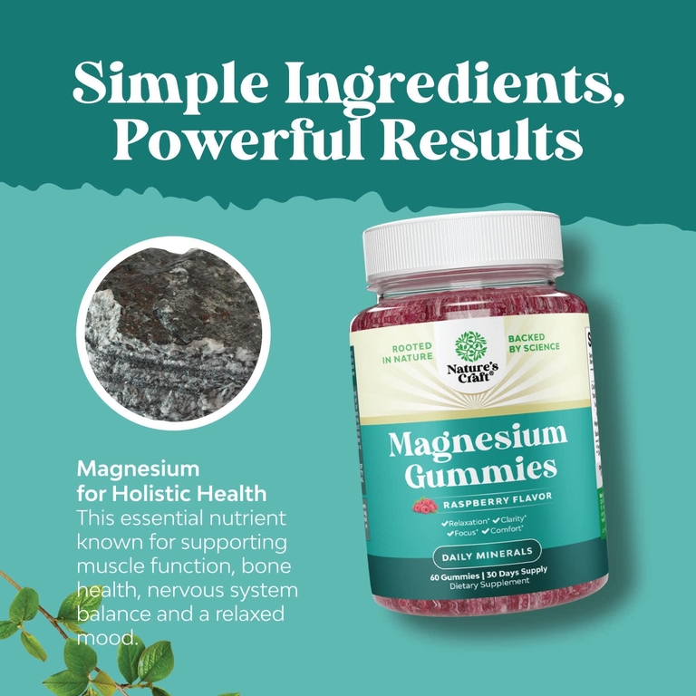 Nature's Craft, Жевательные мармеладки с магнием, малина, 60 жевательных таблеток
