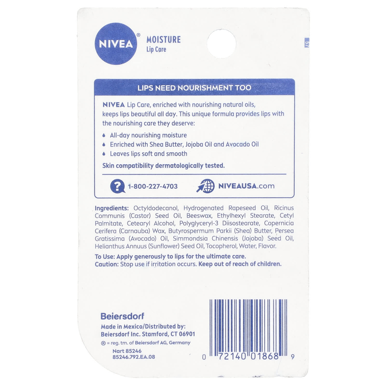 Nivea, Увлажняющее средство для губ, 2 стика, по 4,8 г (0,17 унции)