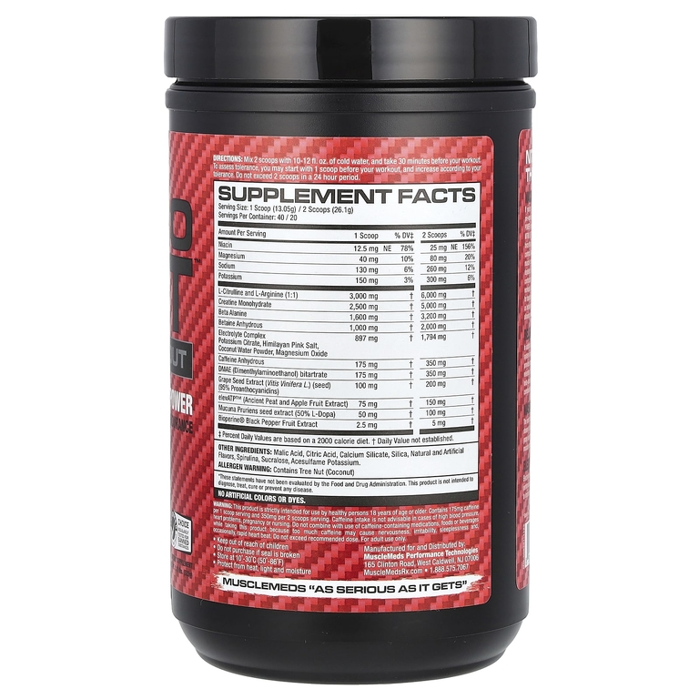 MuscleMeds, Nitro Lift ™, предтренировочный комплекс, синяя слякоть, 522 г (1,15 фунта) (Товар снят с продажи) 