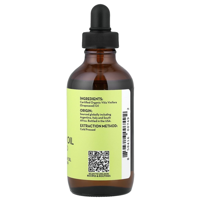 Pure Body Naturals, Органическое масло из виноградных косточек, 118 мл (4 жидк. унц.)