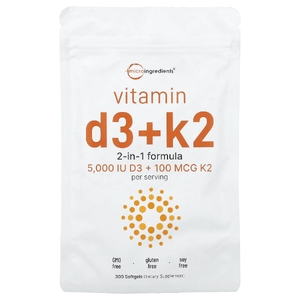 Micro Ingredients, Витамин D3 и K2, 300 капсул