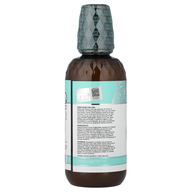 GuruNanda, ополаскиватель для полости рта с натуральным вкусом масла, Farmed Mint™, 473 мл (16 жидк. унций)