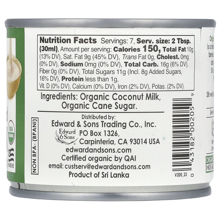 Let's Do Organic, Let's Do Organic®, сгущённое кокосовое молоко с сахаром, оригинальное, 210 г (7,4 унции)