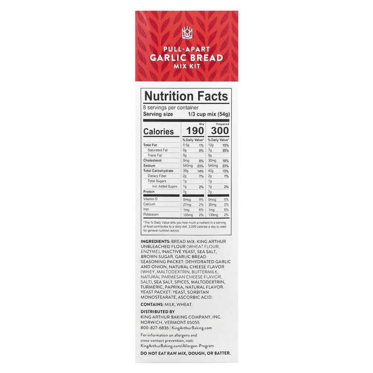 King Arthur Baking Company, Набор для чесночного хлеба Pull-Apart, 432 г (15,25 унции) (Товар снят с продажи) 