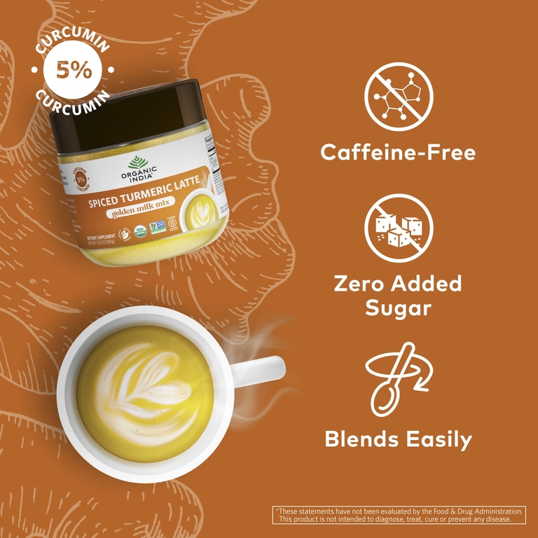 Organic India, пряное латте с куркумой, смесь Golden Milk, 100 г (3,52 унции)