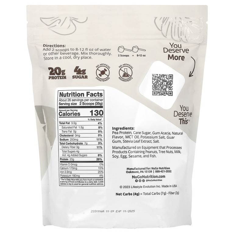 NuGo Nutrition, Растительный протеин, ваниль, 907 г (2 фунта) (Товар снят с продажи) 
