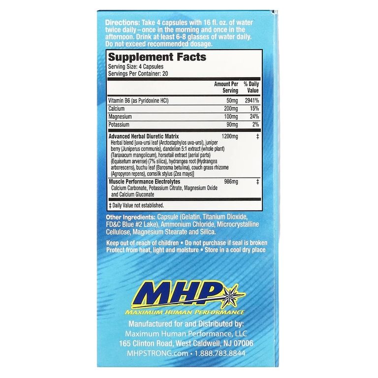 MHP, XPEL®, мочегонное средство, максимальная сила действия, без кофеина, 80 капсул