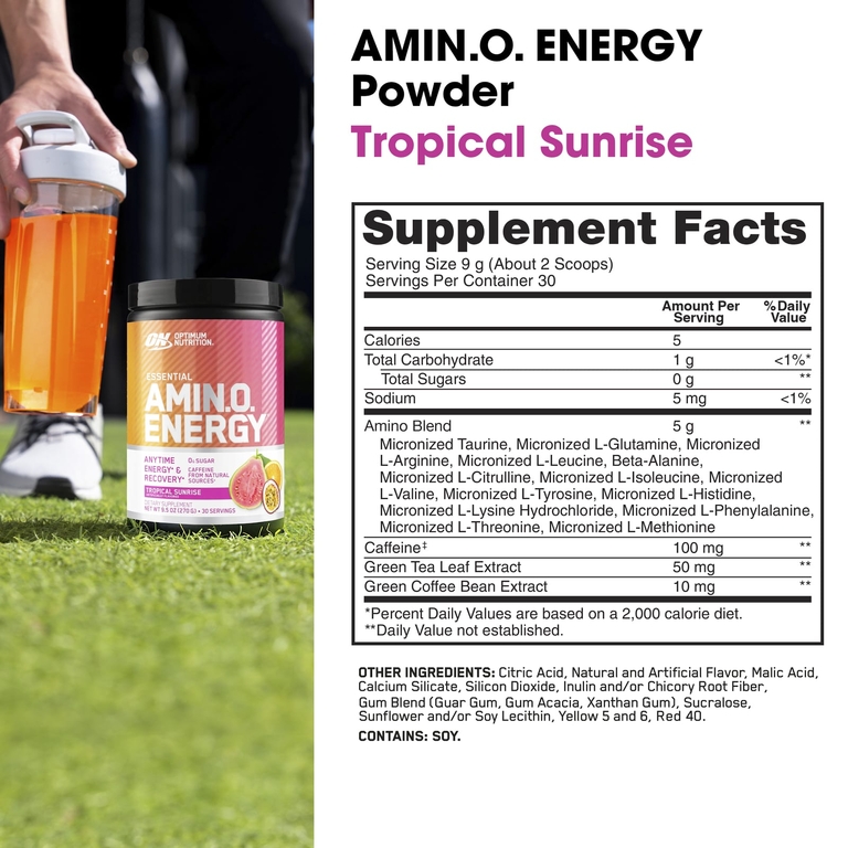 Optimum Nutrition, Essential Amin.O. Energy®, Tropical Sunrise, 270 г (9,5 унции)