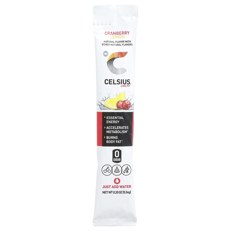 Celsius, Live Fit, клюква и лимон, 14 пакетиков, по 5,54 г (0,2 унции)